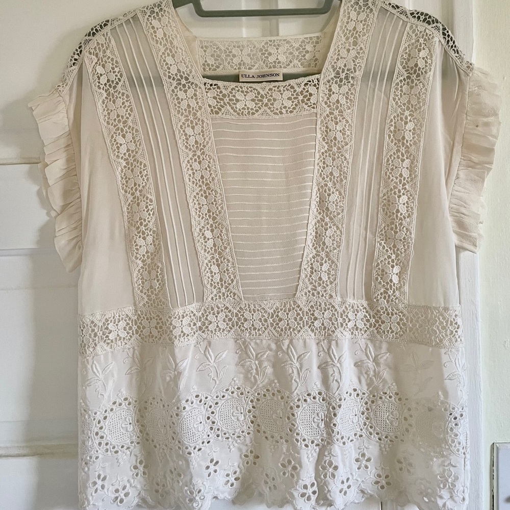Ulla Johnson, Cream Silk Blouse, Size 4